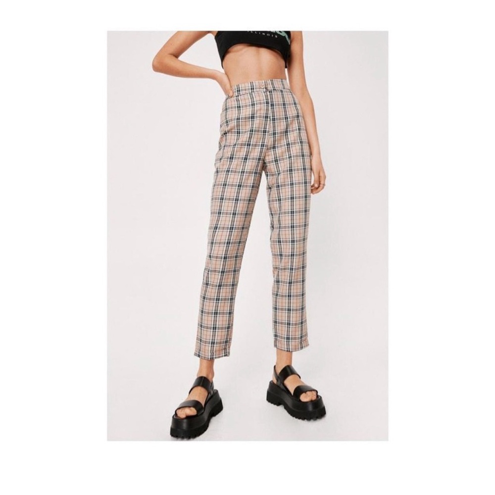 Nasty Gal High Waisted Plaid Pants
